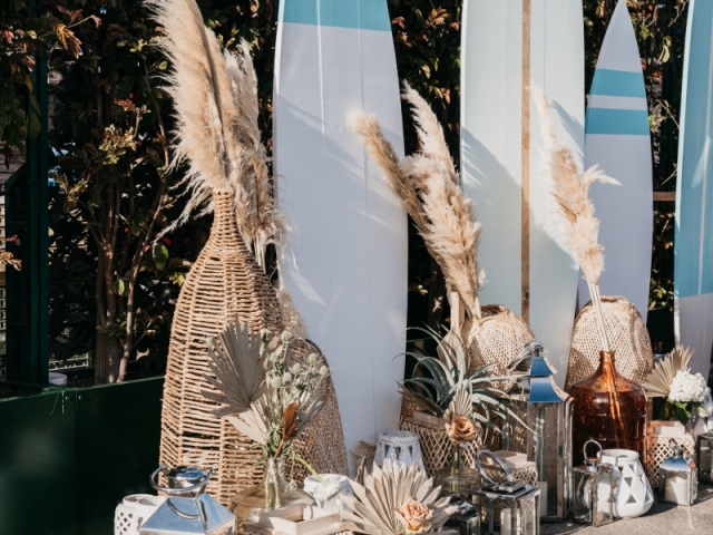 Welcome Reception Surfboard Display