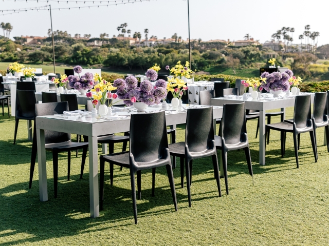 Rectangular table display at Monarch Beach Golf Links