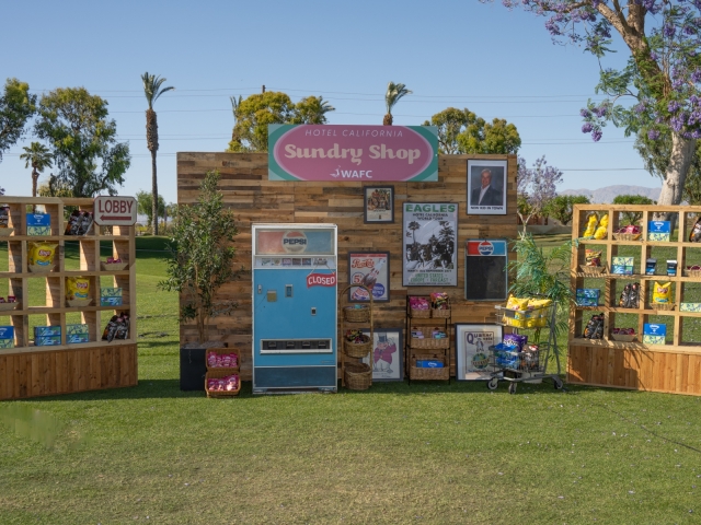 A shop display at the WAFC conference with a variety of snacks.