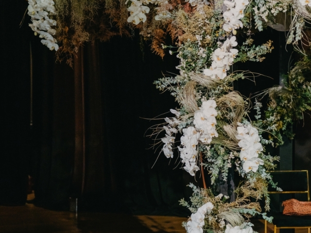 Beautiful floral archway at wedding